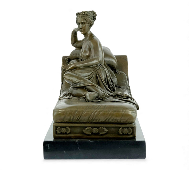 Bronzeskulptur von Pauline Bonaparte auf einer Chaiselongue