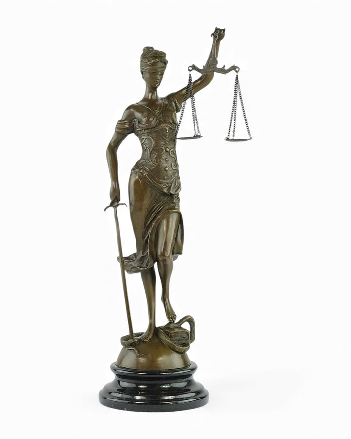 Escultura de bronce de la Dama Justicia