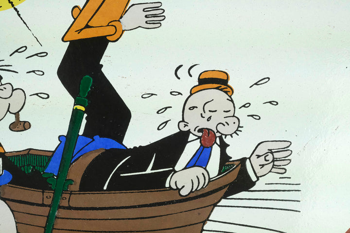 Metal sign with enamel decoration of Shell Marine with Popeye