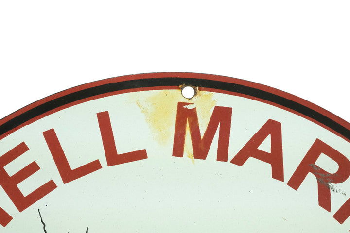 Metal sign with enamel decoration of Shell Marine with Popeye