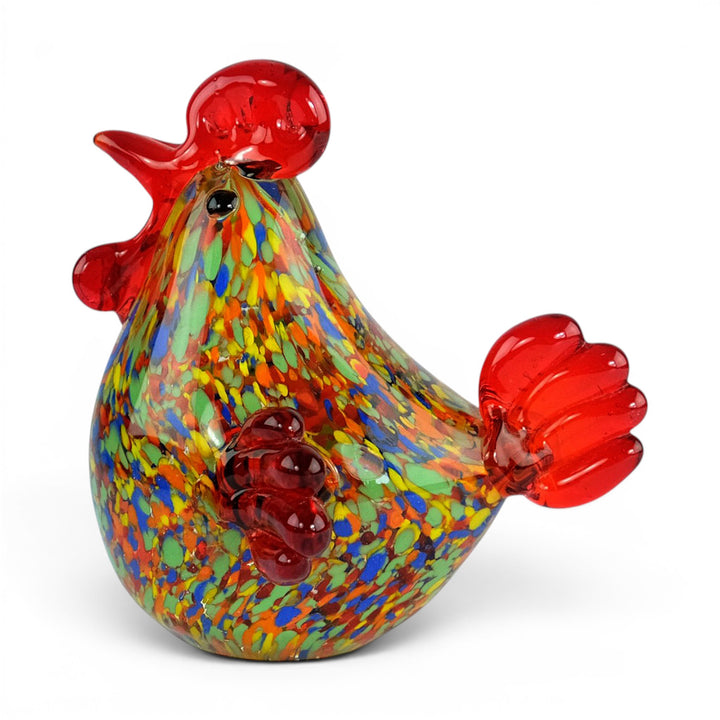 Glasfigur eines Hahns im Murano-Stil