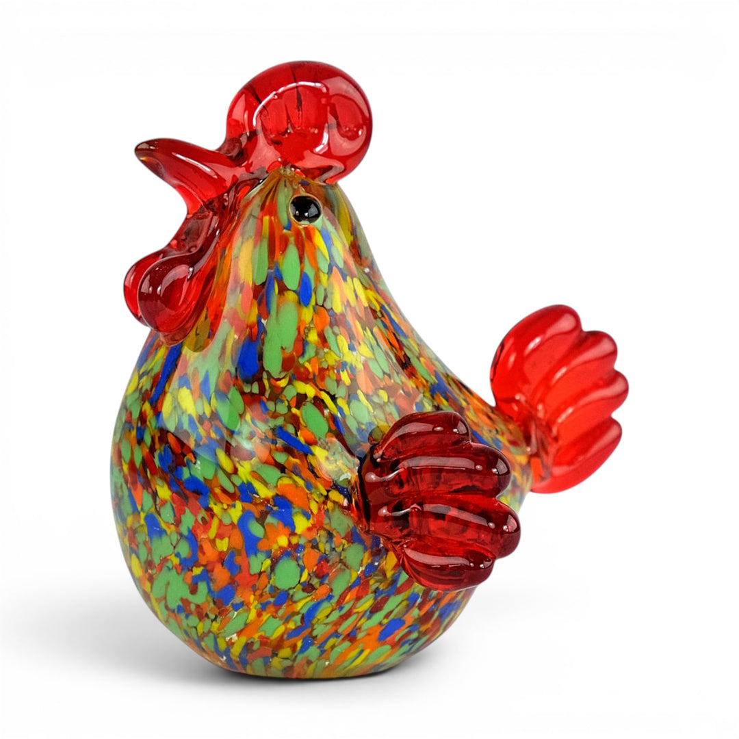 Glasfigur eines Hahns im Murano-Stil