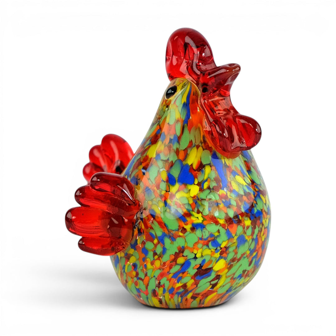 Glasfigur eines Hahns im Murano-Stil