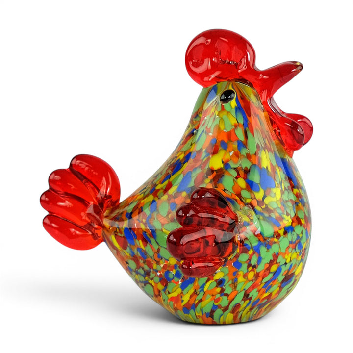 Glasfigur eines Hahns im Murano-Stil