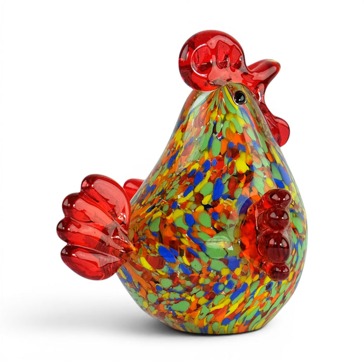 Glasfigur eines Hahns im Murano-Stil