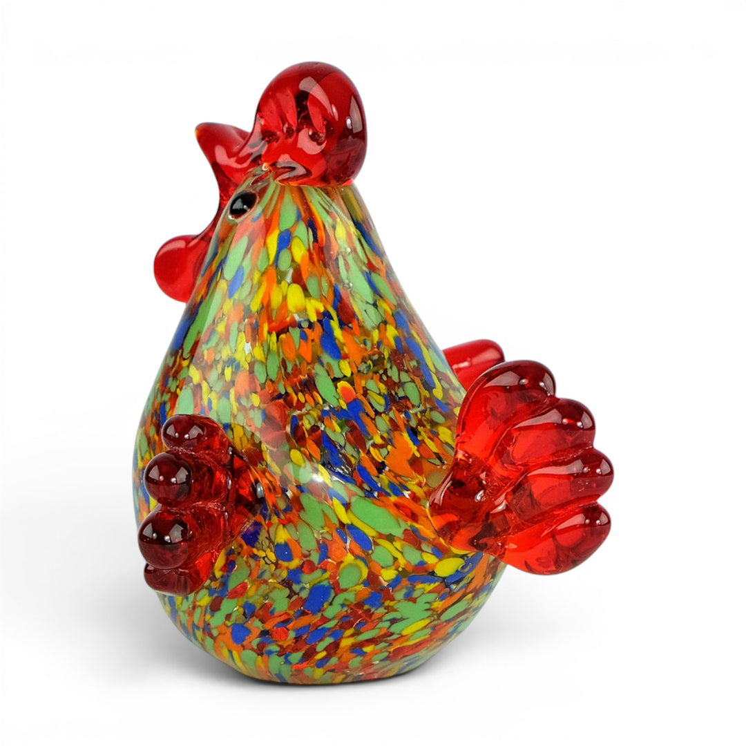 Glasfigur eines Hahns im Murano-Stil