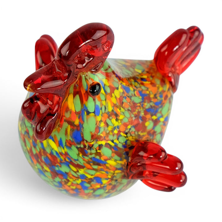 Glasfigur eines Hahns im Murano-Stil