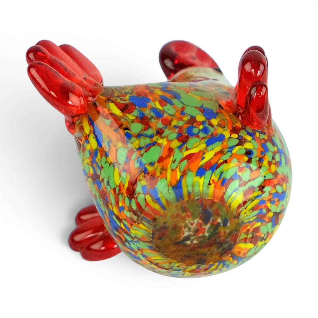 Glasfigur eines Hahns im Murano-Stil