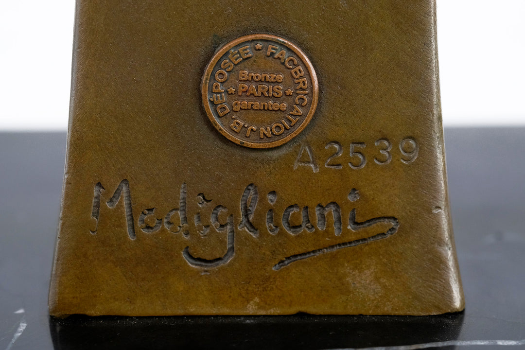 Escultura de bronce «Tête de Jeune Fille à la Frange», inspirada en Modigliani