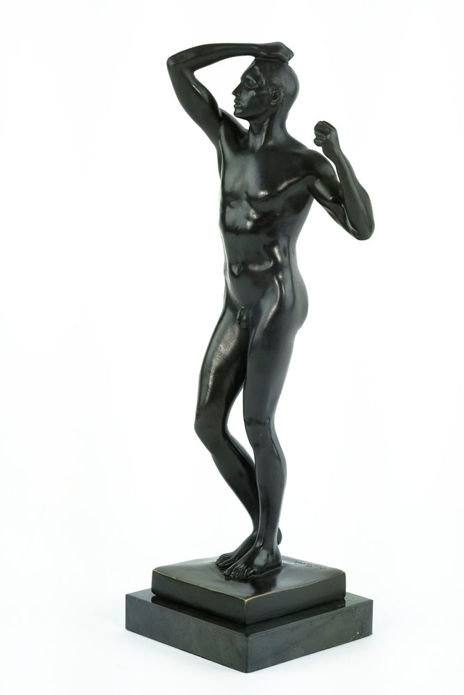 Bronze sculpture of a posing male after Rodin