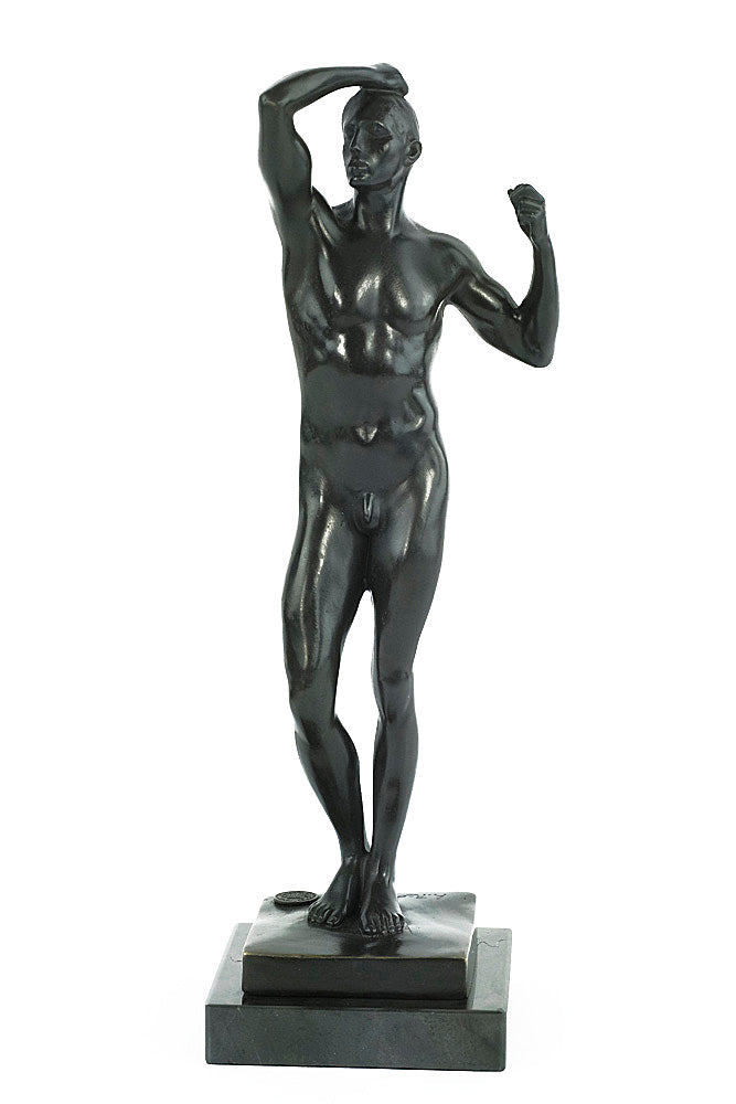 Bronze sculpture of a posing male after Rodin