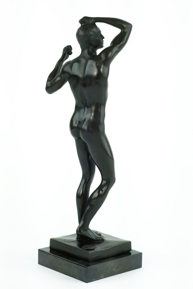 Bronze sculpture of a posing male after Rodin
