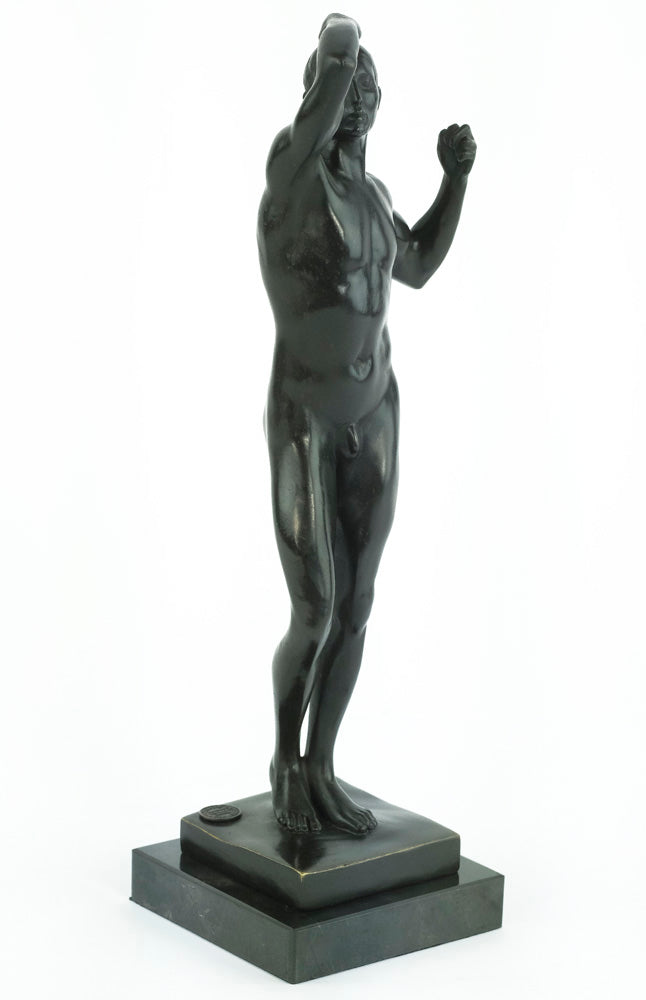 Bronze sculpture of a posing male after Rodin