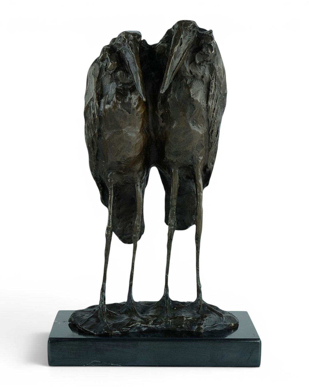 Scultura in bronzo di due marabù secondo Rembrandt Bugatti