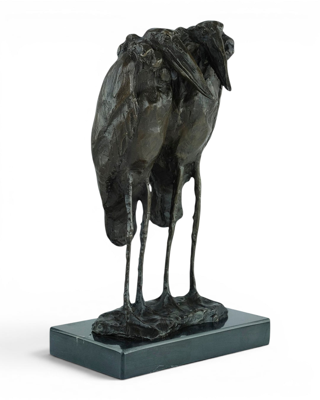 Scultura in bronzo di due marabù secondo Rembrandt Bugatti
