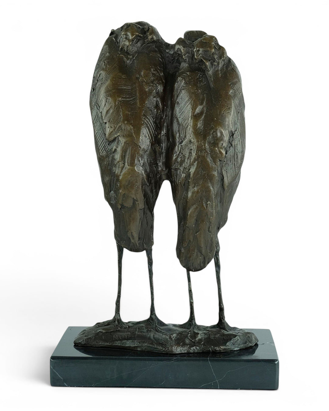 Scultura in bronzo di due marabù secondo Rembrandt Bugatti