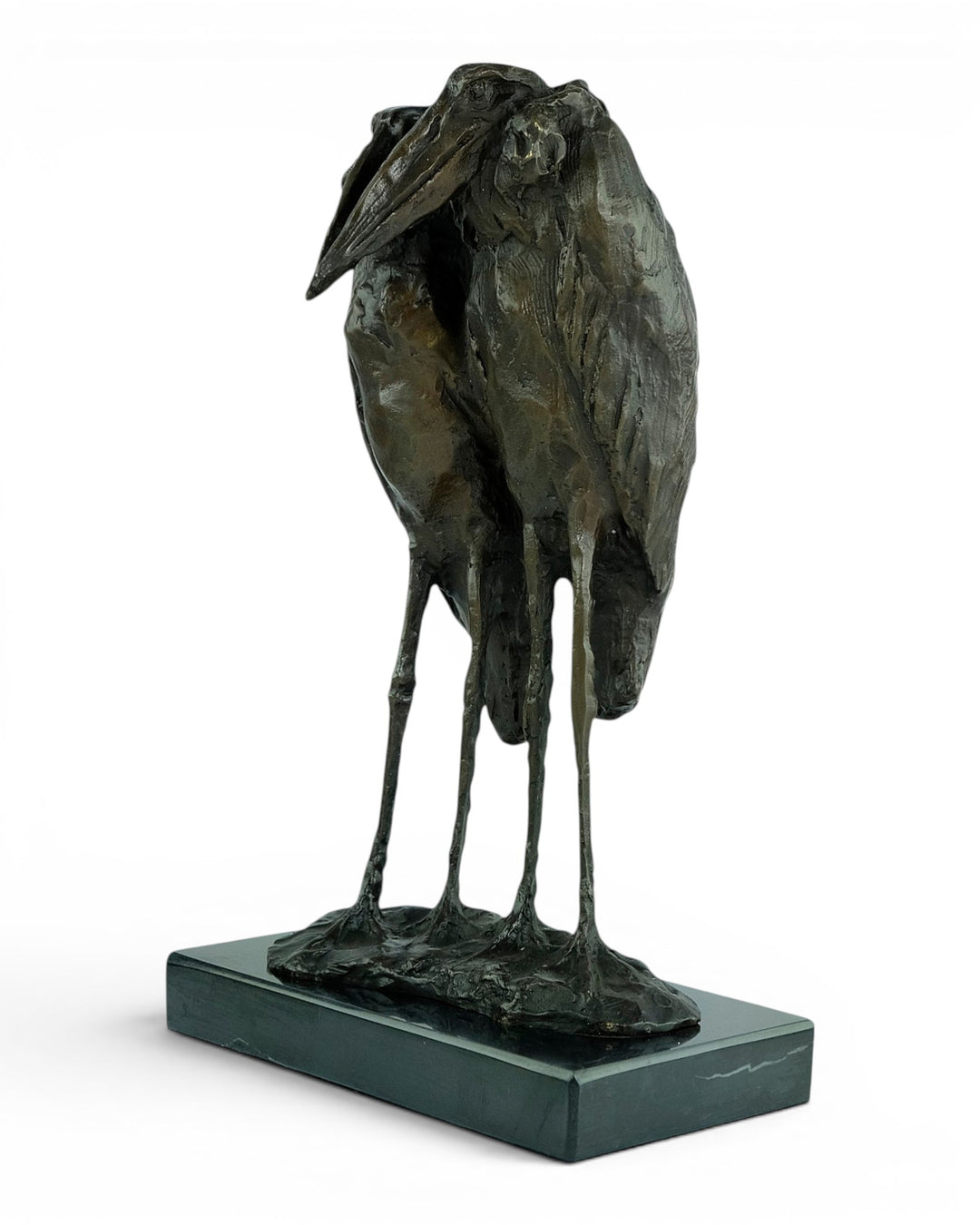 Scultura in bronzo di due marabù secondo Rembrandt Bugatti