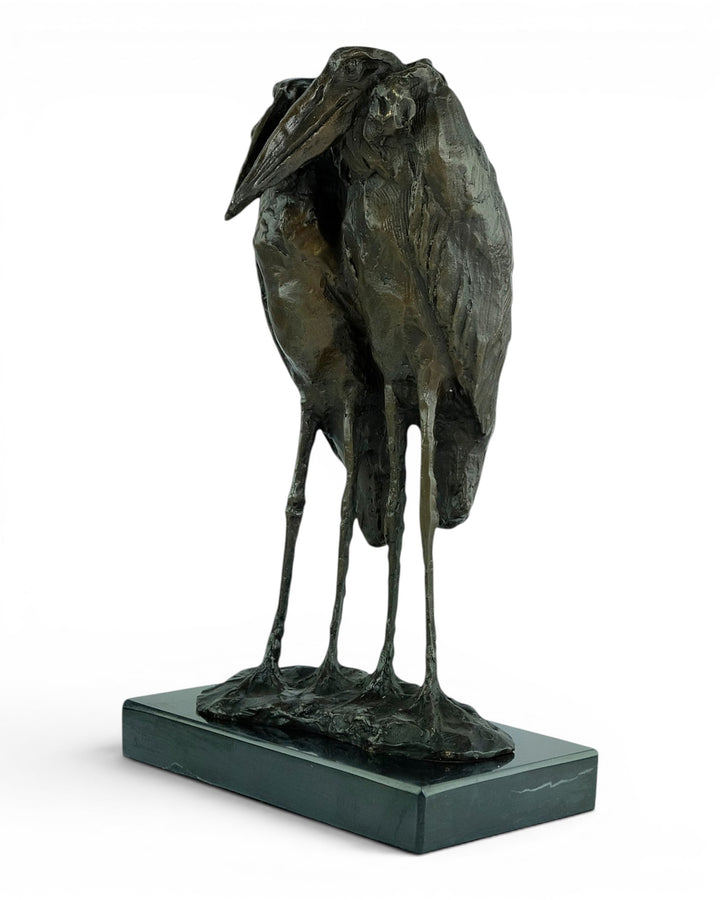 Scultura in bronzo di due marabù secondo Rembrandt Bugatti