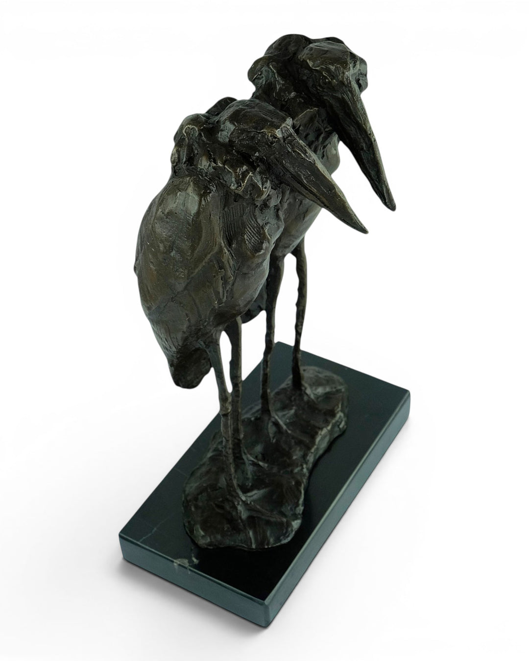 Scultura in bronzo di due marabù secondo Rembrandt Bugatti