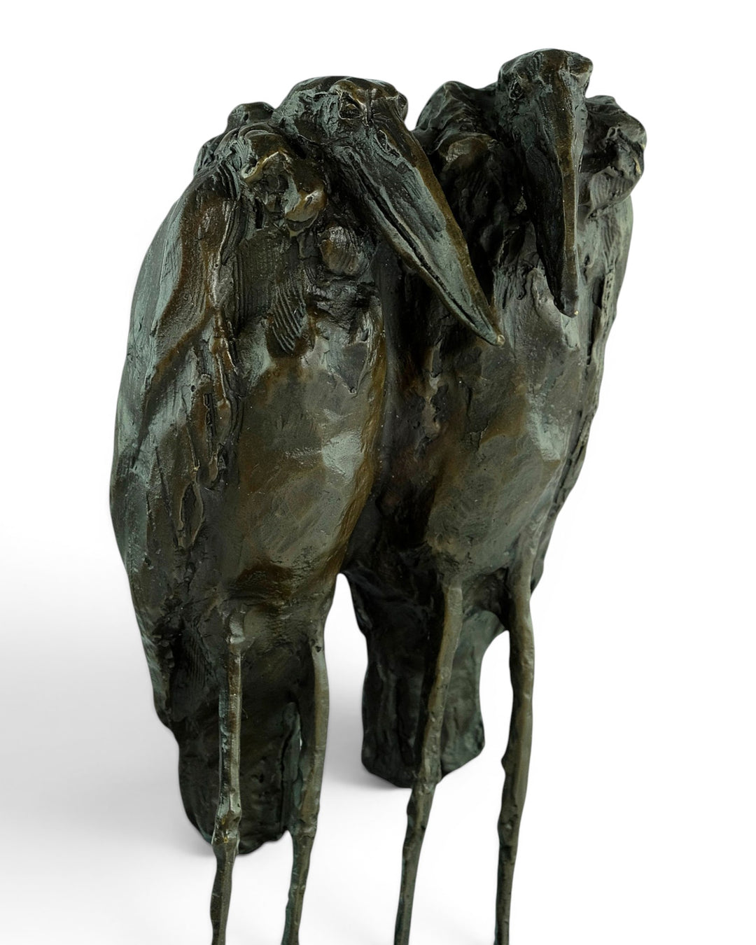 Scultura in bronzo di due marabù secondo Rembrandt Bugatti