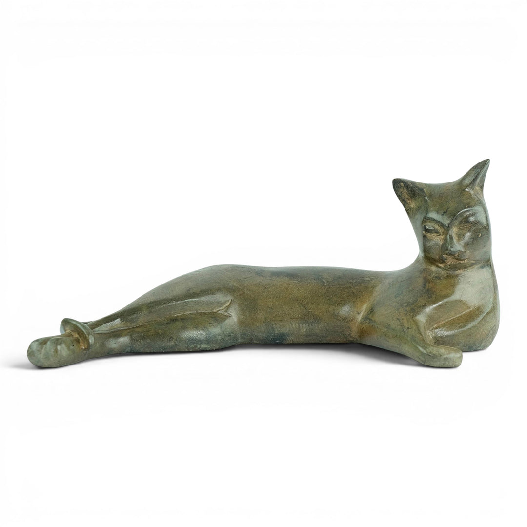Bronze cat sculpture by Pierre Chenet
