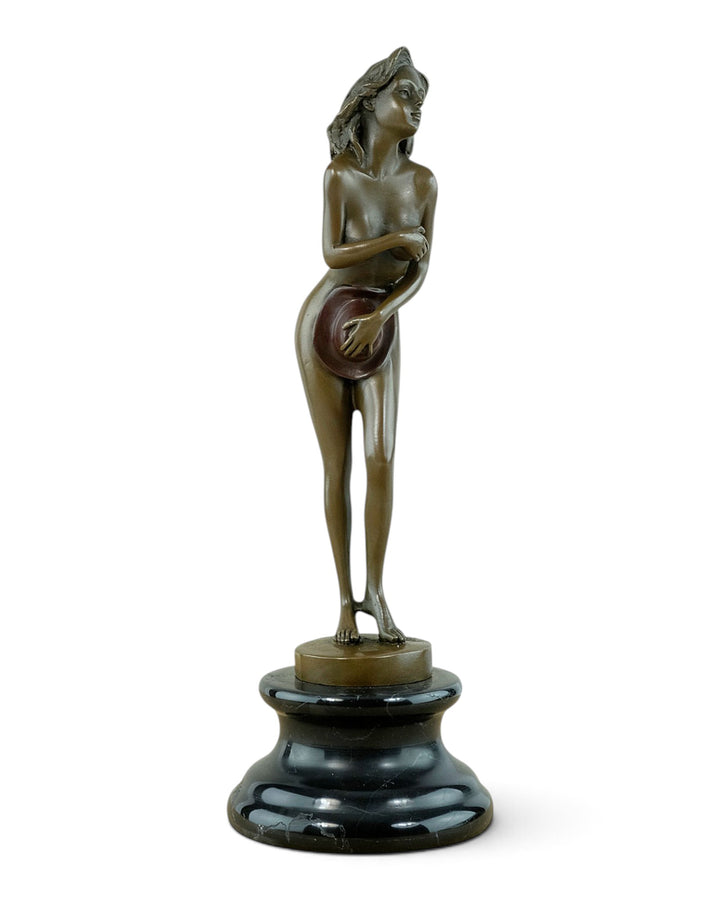 Bronze Sculpture of a Female Nude with Hat