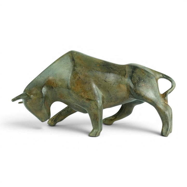 Bronze sculpture of a cubist style bull by the Pierre Chenet foundry