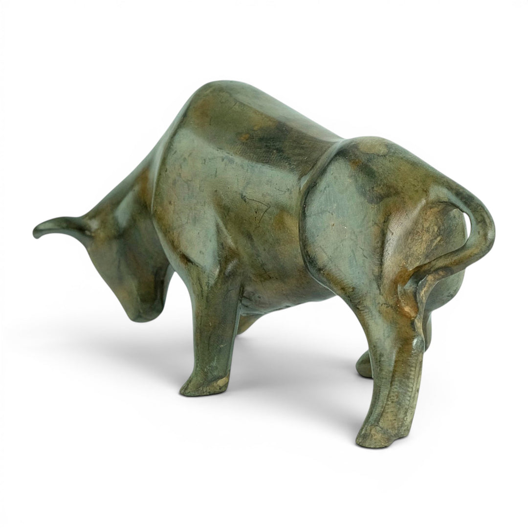 Bronze sculpture of a cubist style bull by the Pierre Chenet foundry
