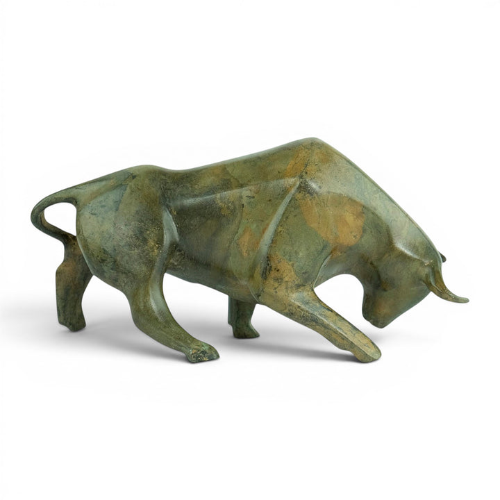 Bronze sculpture of a cubist style bull by the Pierre Chenet foundry