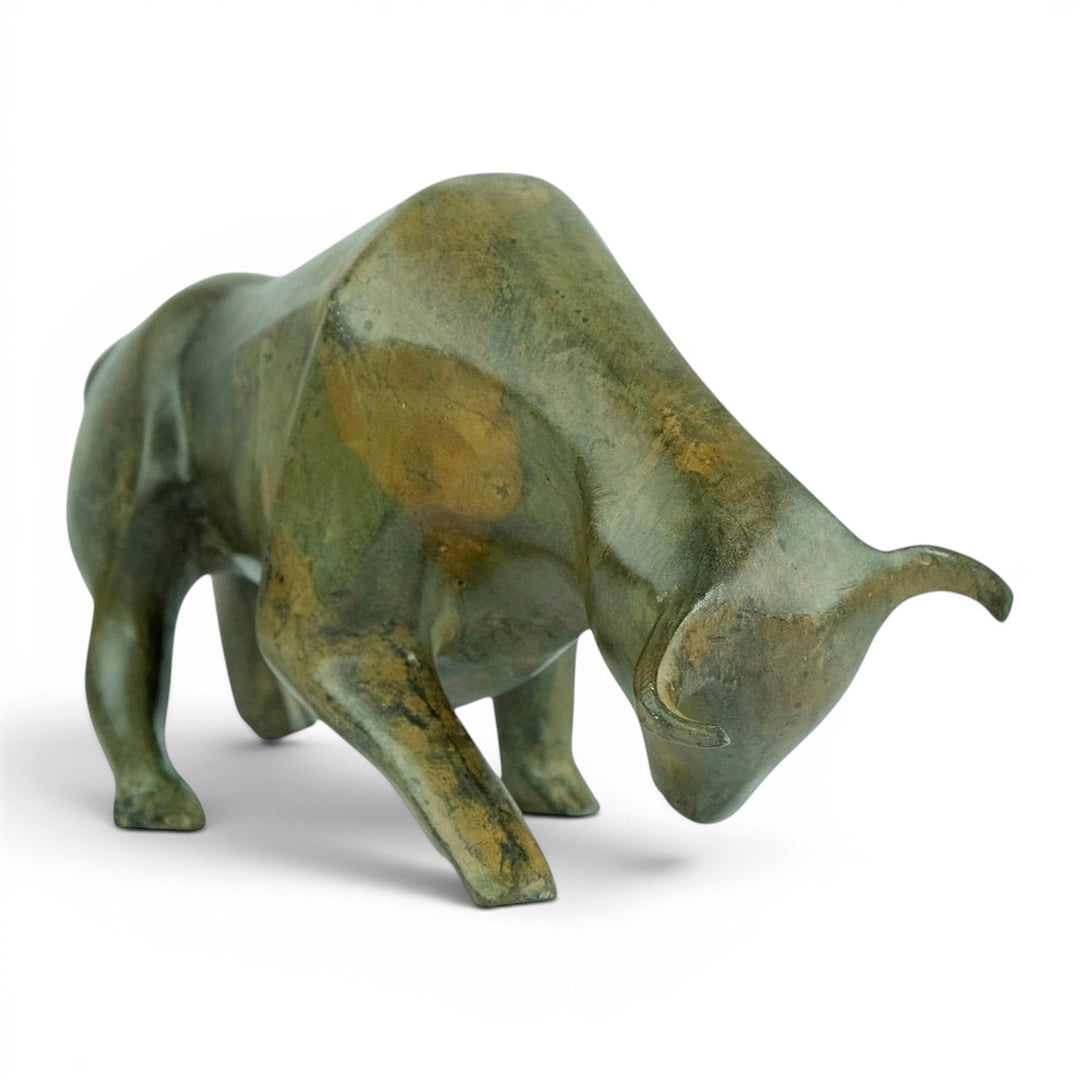 Bronze sculpture of a cubist style bull by the Pierre Chenet foundry