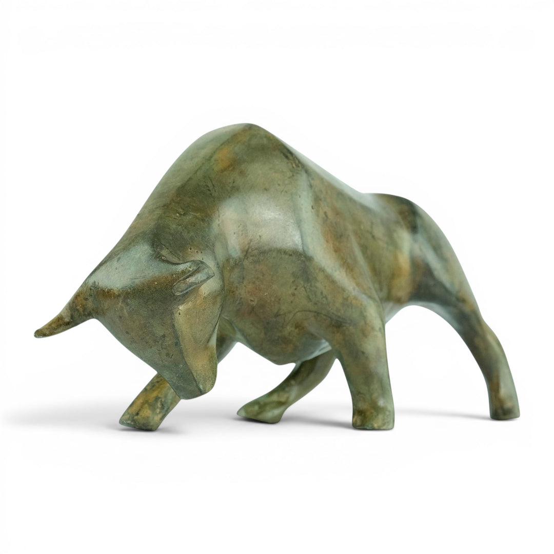 Bronze sculpture of a cubist style bull by the Pierre Chenet foundry