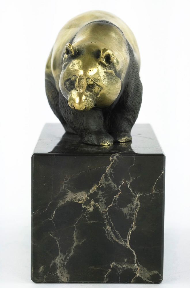 Bronze sculpture of a walking panda bear