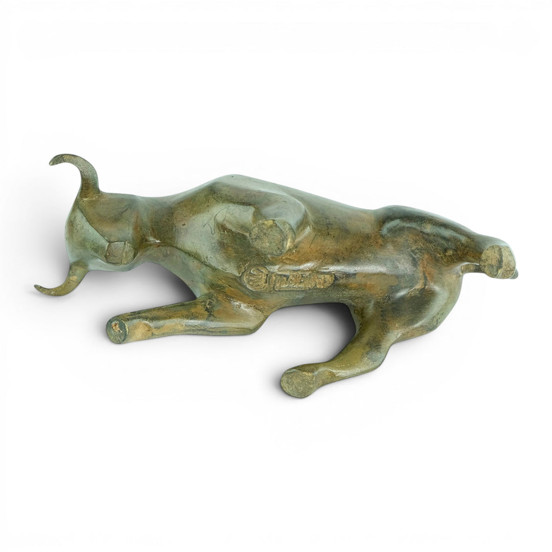 Bronze sculpture of a cubist style bull by the Pierre Chenet foundry