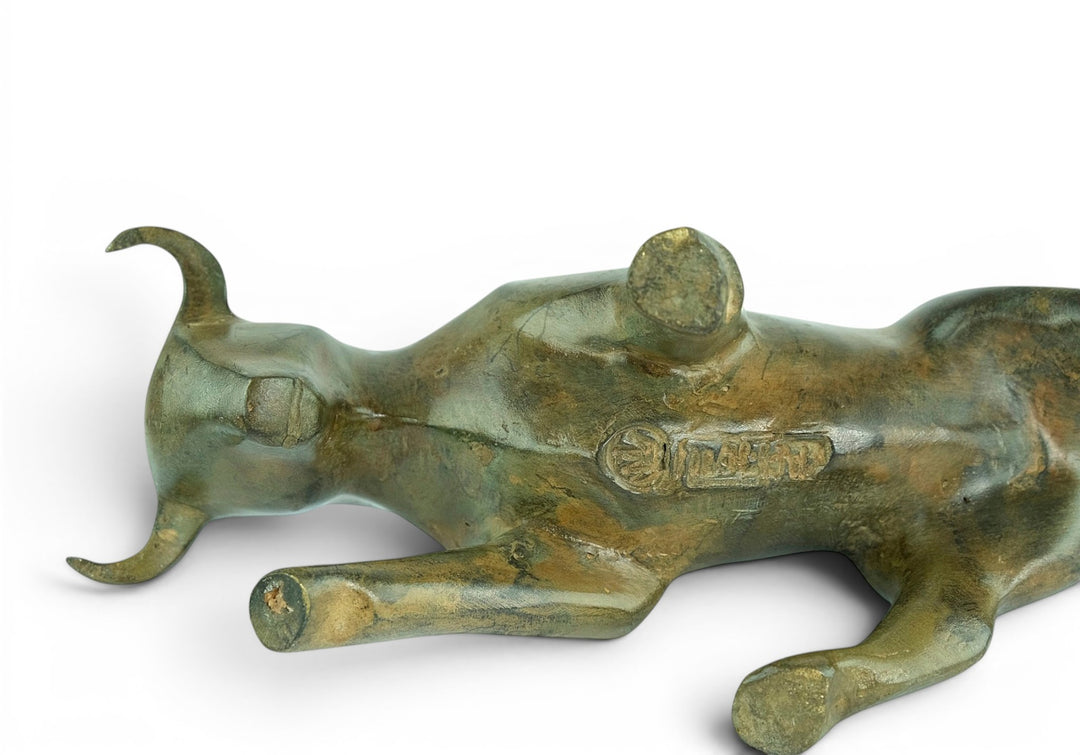 Bronze sculpture of a cubist style bull by the Pierre Chenet foundry