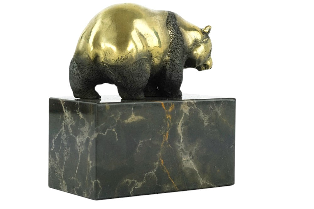 Bronze sculpture of a walking panda bear