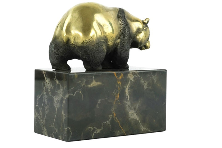 Bronze sculpture of a walking panda bear