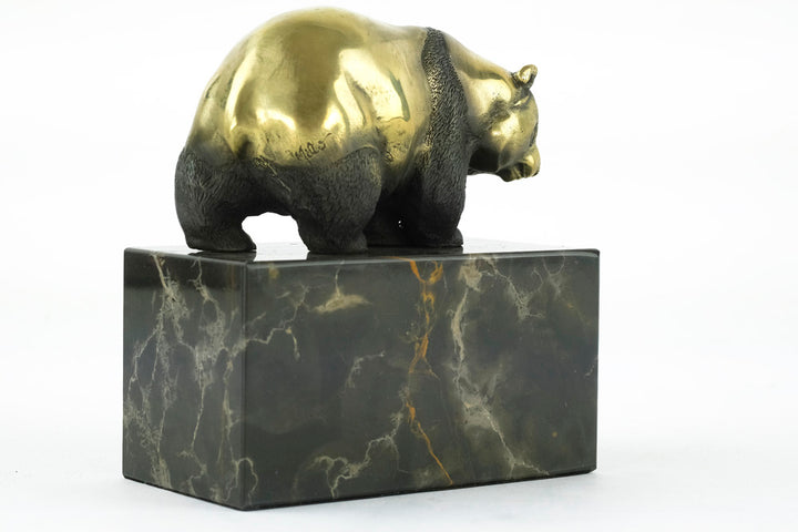 Bronze sculpture of a walking panda bear
