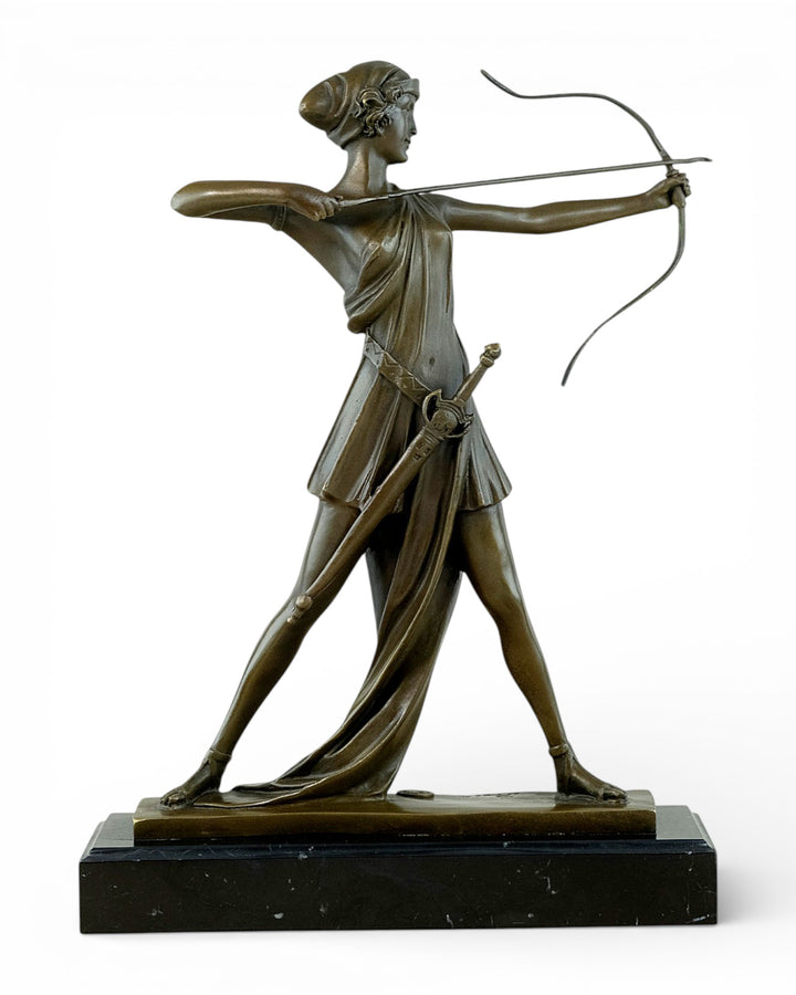 Bronze Diana the Huntress sculpture after Ferdinand Preiss