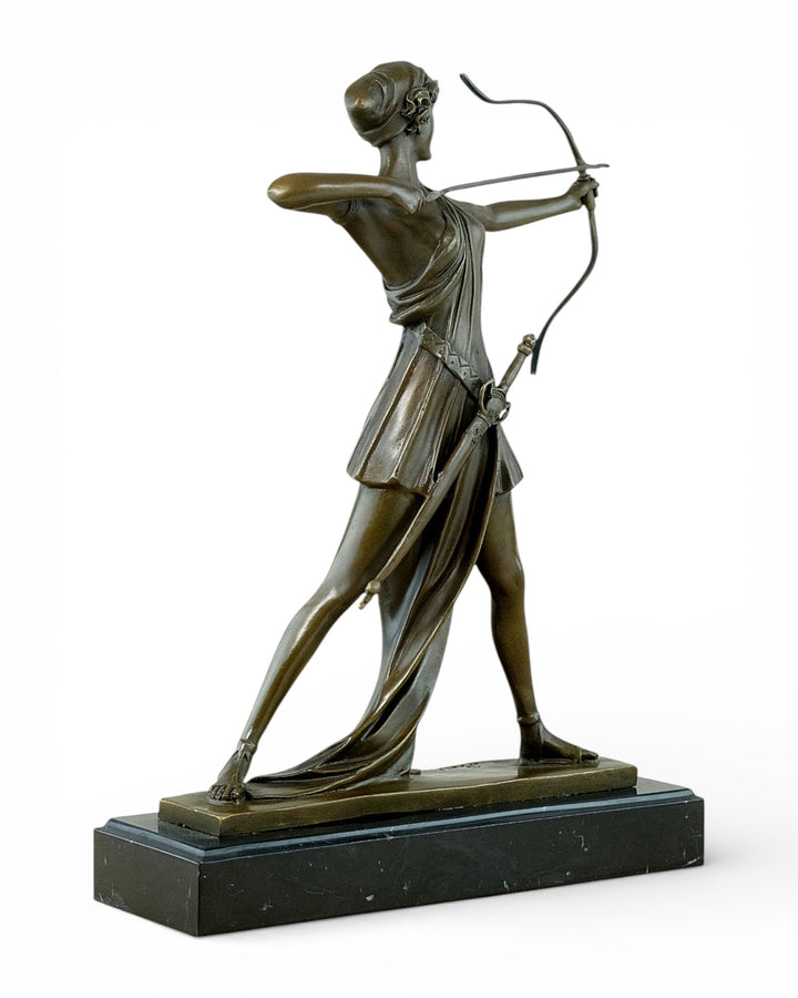 Bronze Diana the Huntress sculpture after Ferdinand Preiss