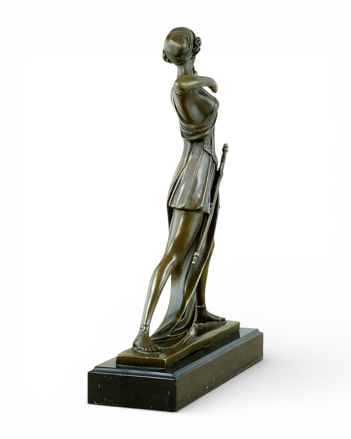 Bronze Diana the Huntress sculpture after Ferdinand Preiss