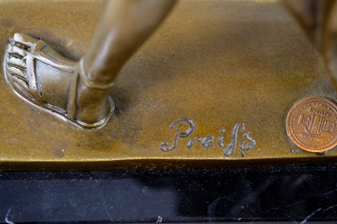 Bronze Diana the Huntress sculpture after Ferdinand Preiss