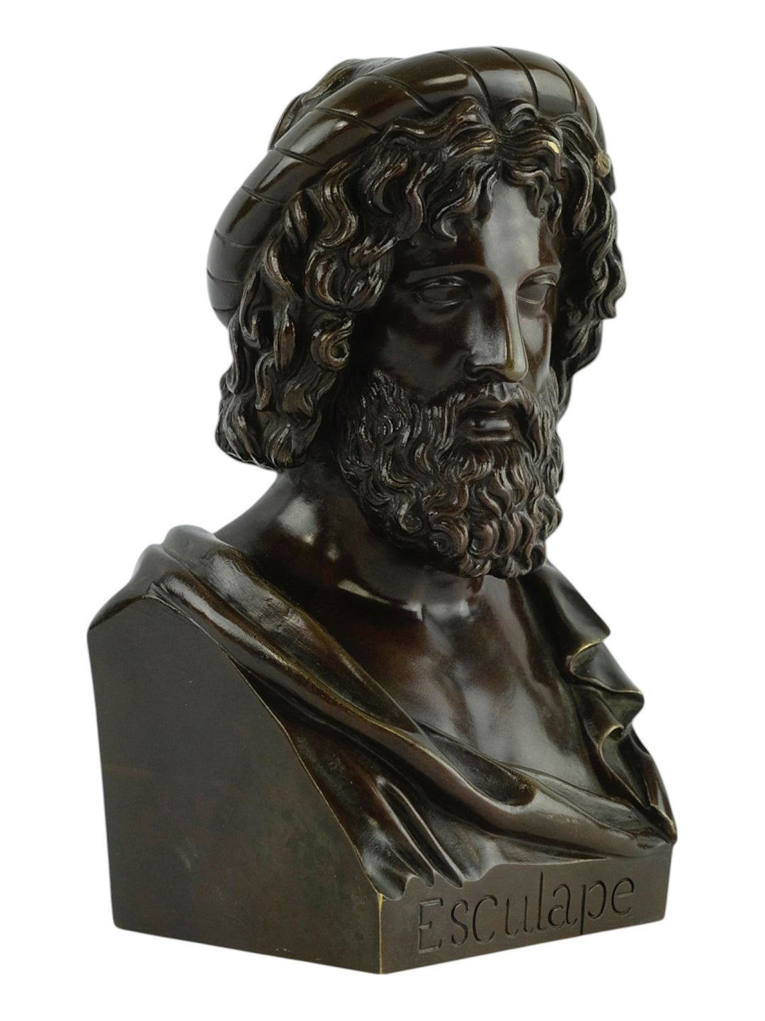 Antiek bronzen beeld van de God van de geneeskunde Asclepius