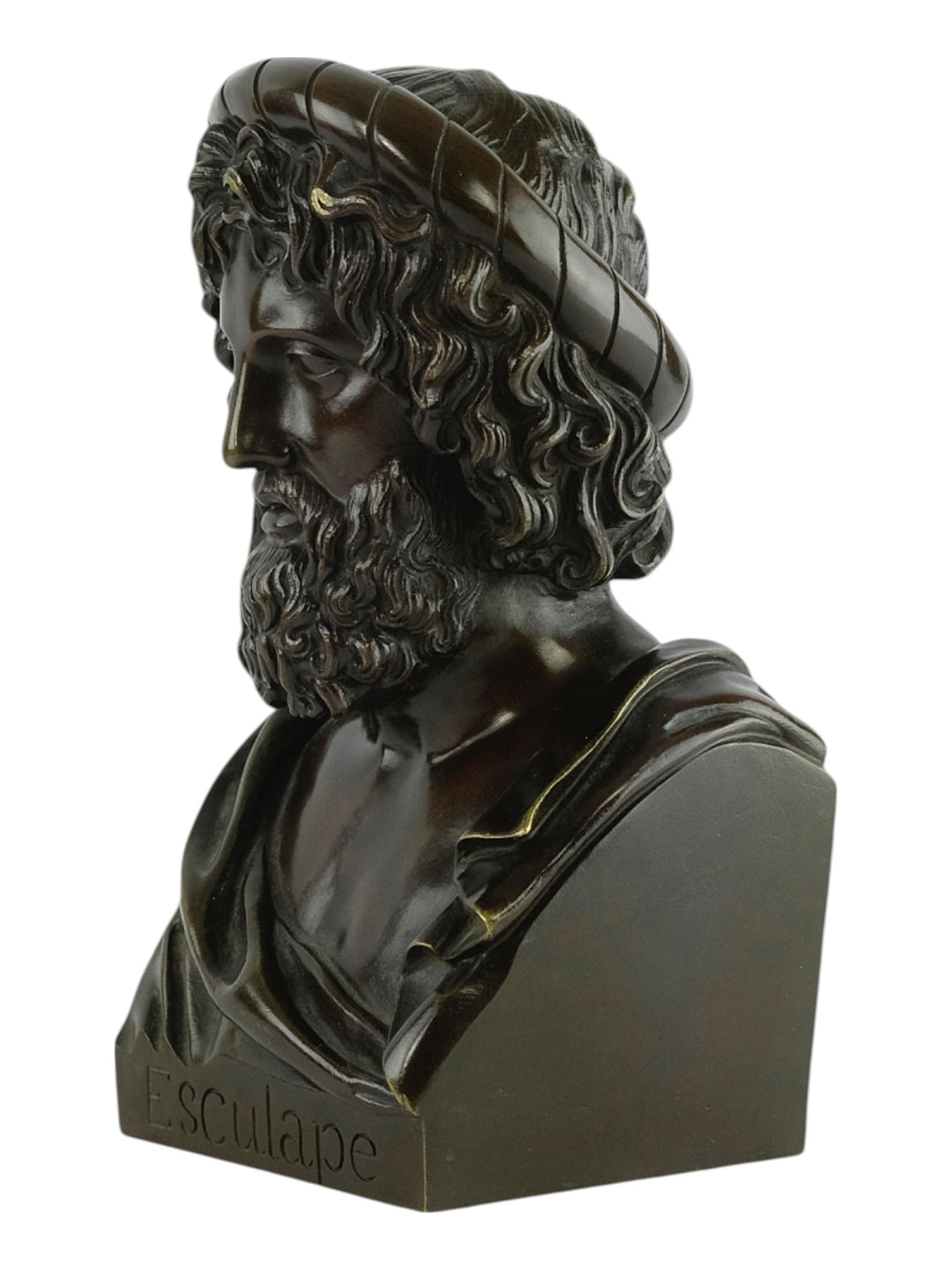 Antiek bronzen beeld van de God van de geneeskunde Asclepius