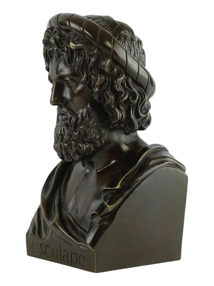 Antiek bronzen beeld van de God van de geneeskunde Asclepius