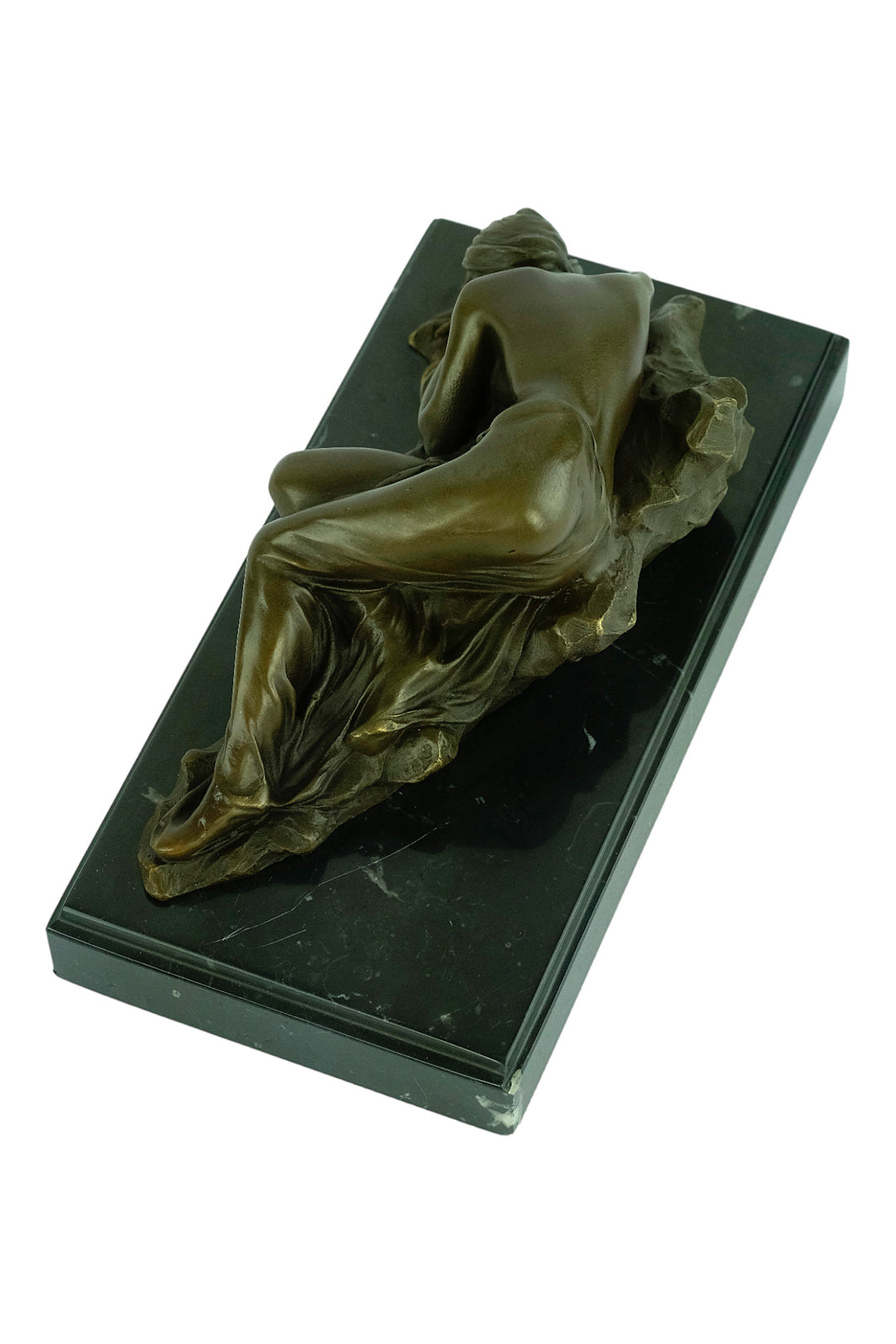 Bronze sculpture of a female sleeping on a rock - inspired by Rodin