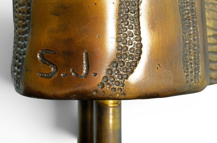 Luxurious bronze sculpture of a giraffe head on mahogany wooden base