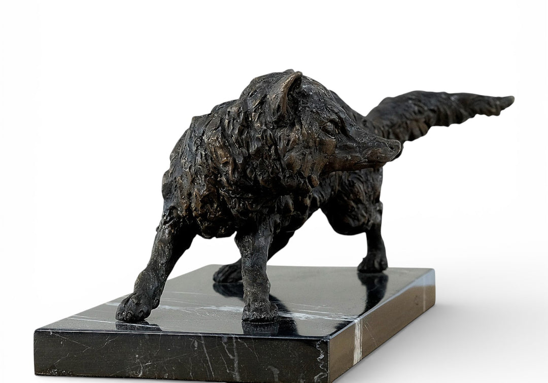 Bronze sculpture of a wiley fox