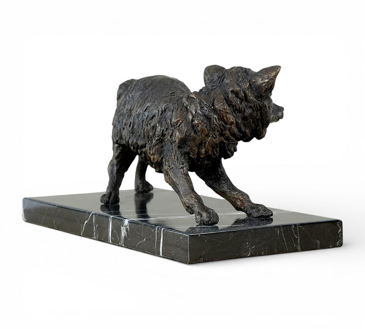 Bronze sculpture of a wiley fox
