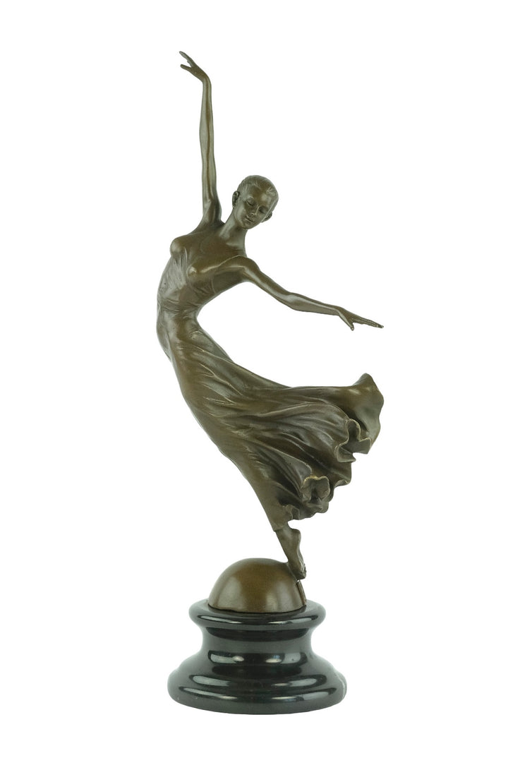 Bronze sculpture of a female dancing gracefully