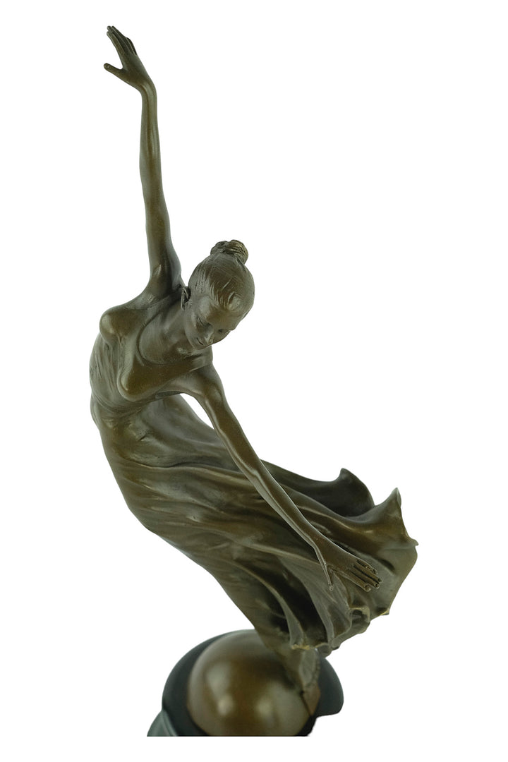 Bronze sculpture of a female dancing gracefully